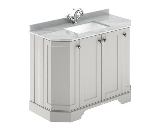 Hudson Reed Old London 1000mm Timeless Sand Floor Standing 4 Door Vanity Unit With Grey Marble Top