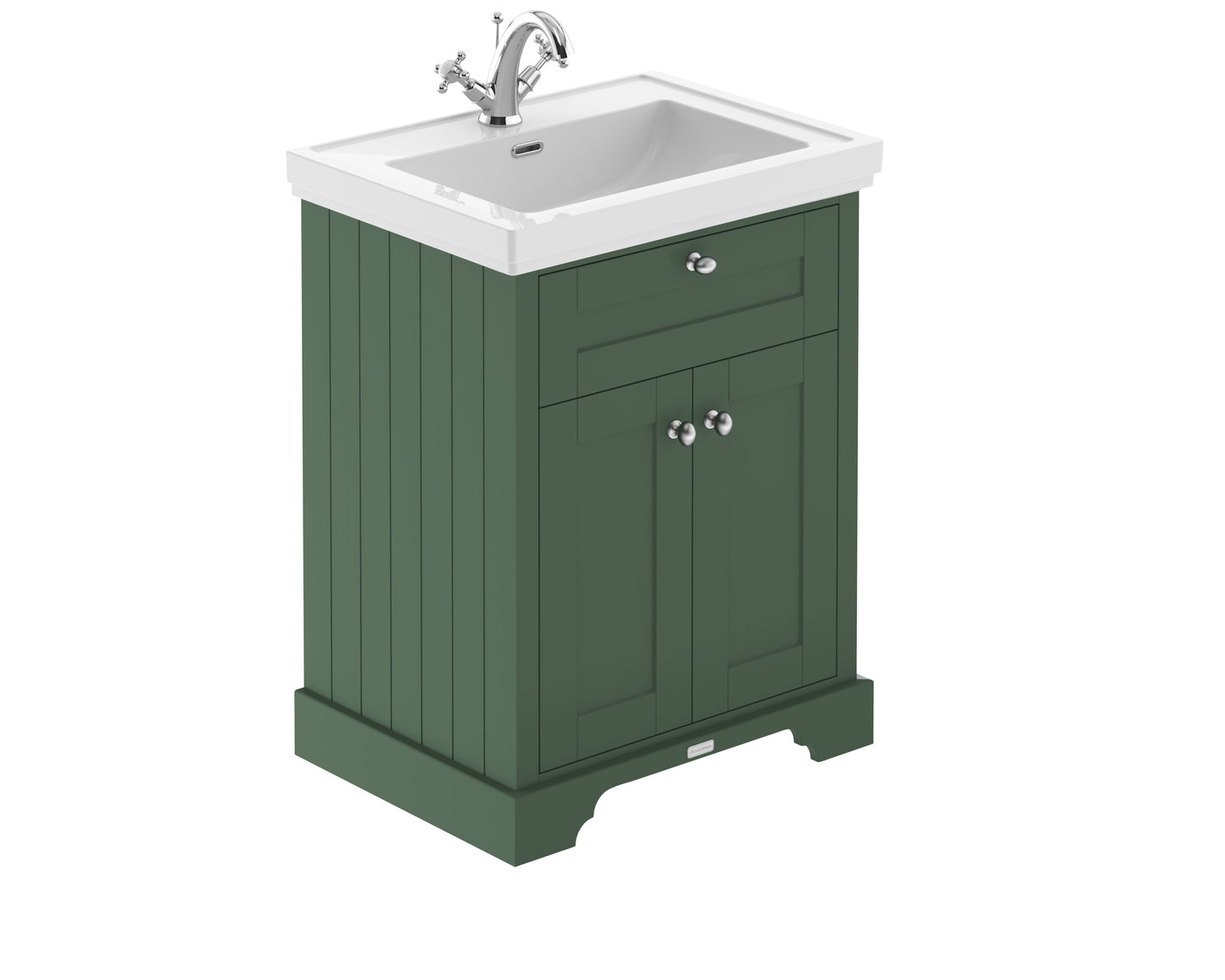 Hudson Reed Old London 630mm Hunter Green Floor Standing 2 Door Vanity Unit with 1 Tap Hole Fireclay Basin