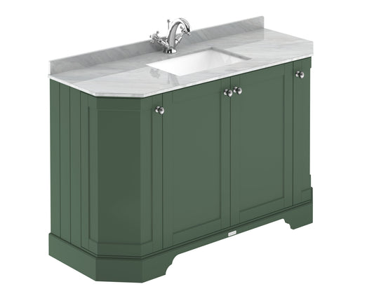 Hudson Reed Old London 1236mm Hunter Green Floor Standing Vanity Unit With Grey Marble Top Basin