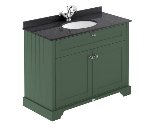 Hudson Reed Old London 1020mm Hunter Green Floor Standing 2 Door Vanity Unit With Black Marble Top Basin