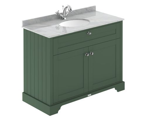 Hudson Reed Old London Hunter Green Traditional Floor Standing 2 Door Vanity Unit With Grey Marble Basin