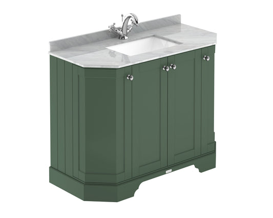 Hudson Reed Old London 1000mm Hunter Green Floor Standing Vanity Unit With 1 Tap Hole Grey Marble Top Basin