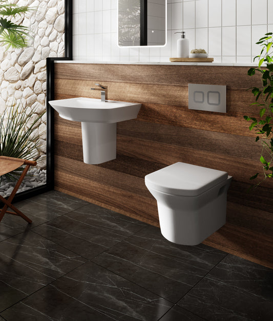 Hudson Reed Maya Square Wall Hung Toilet Pan With Soft Close Seat