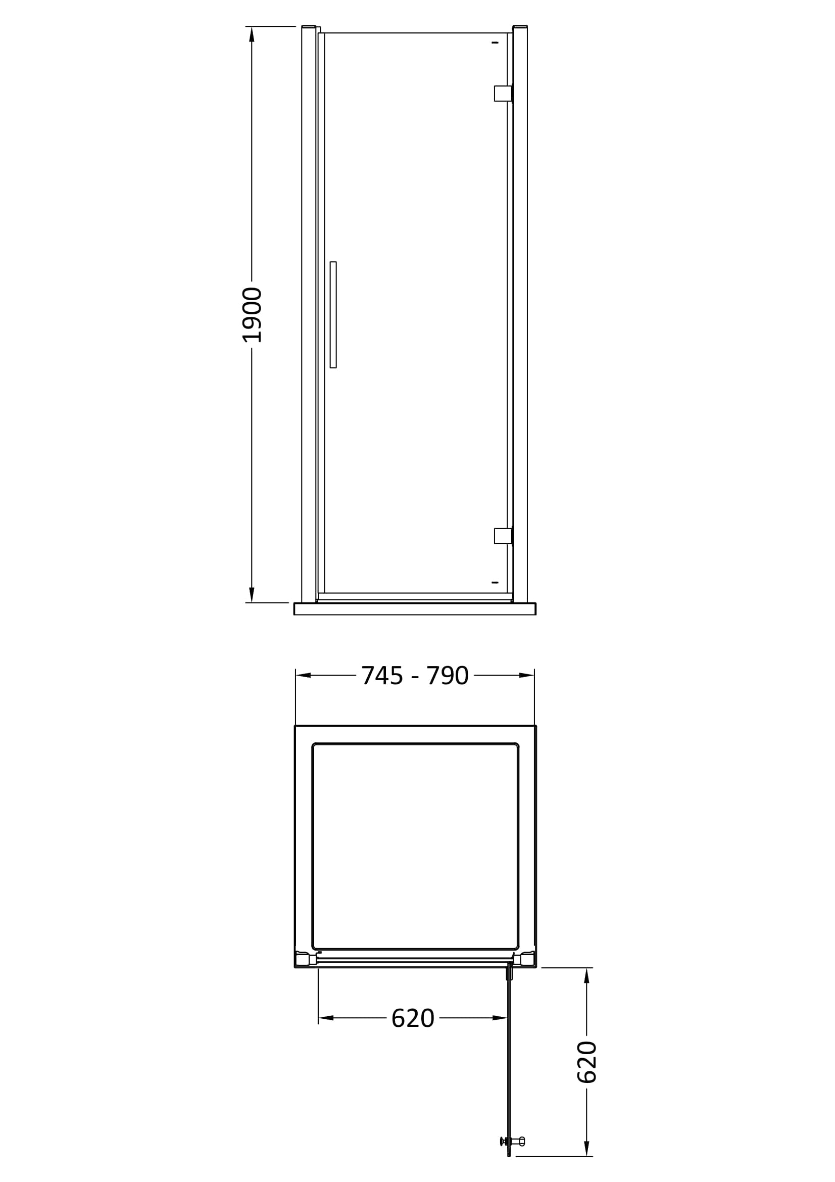 Apex 800mm Hinged Door