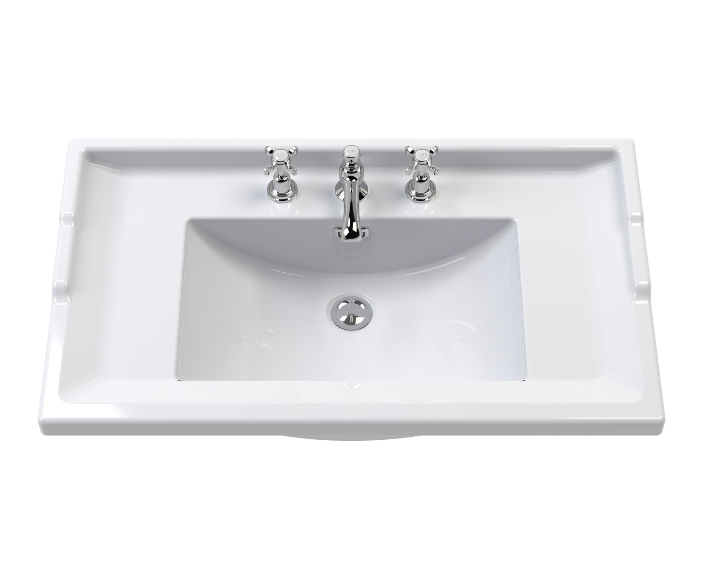 Hudson Reed Old London 1000mm Timeless Sand Floor Standing 2 Door Vanity Unit with 3 Tap Hole Ceramic Basin