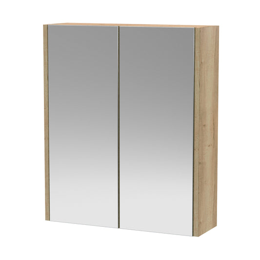 Hudson Reed Juno 600mm 2 Door Autumn Oak Wall Hung 50/50 Mirror Cabinet