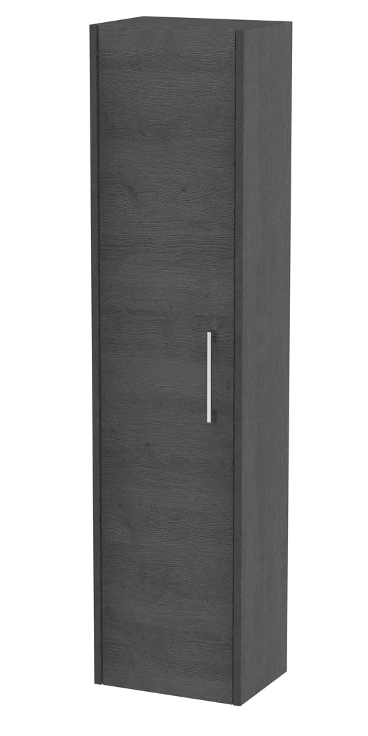 Hudson Reed Juno 350mm 1 Door Graphite Grey Woodgrain Wall Hung Tall Cabinet With Handles