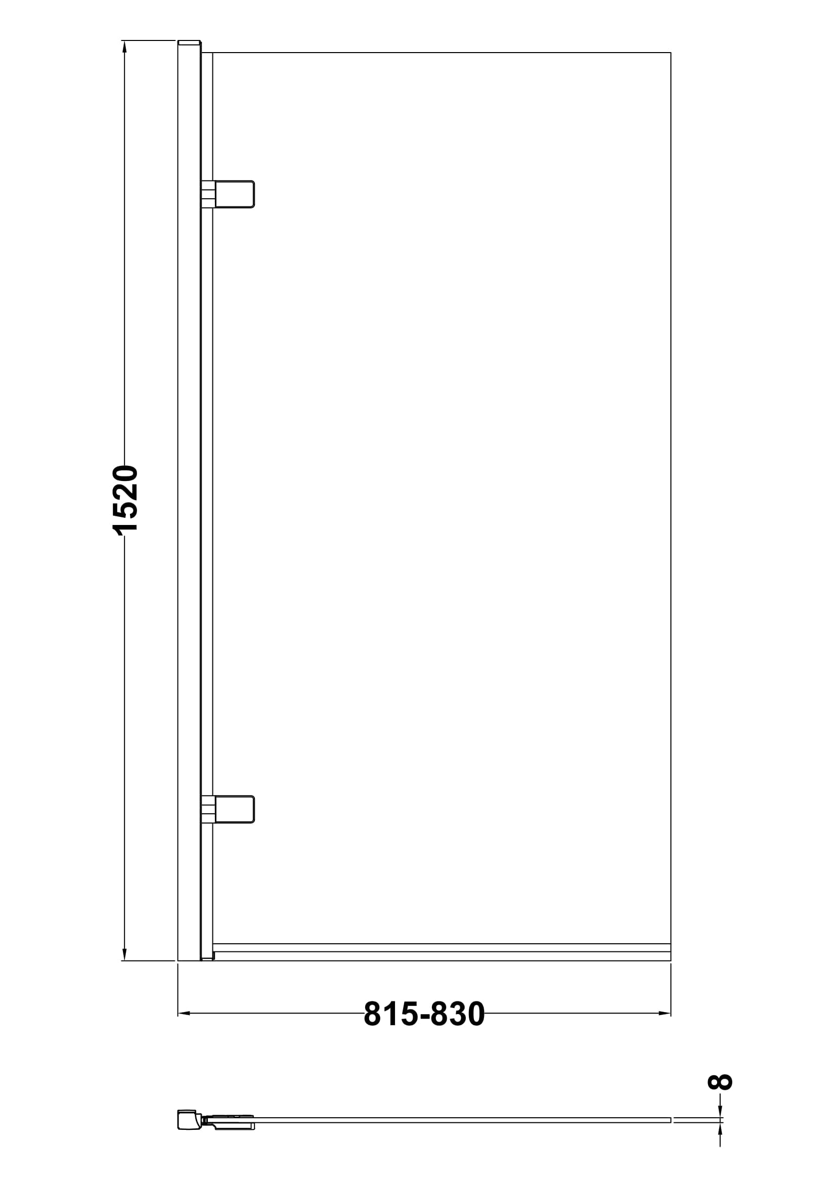 Square Screens Square Hinged Bath Screen