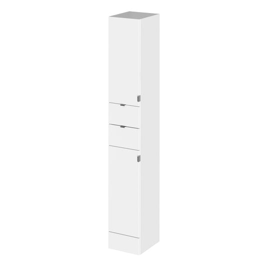 Hudson Reed Fusion 300mm 2 Door Drawer Gloss White Floor Standing Tall Cabinet With Handles