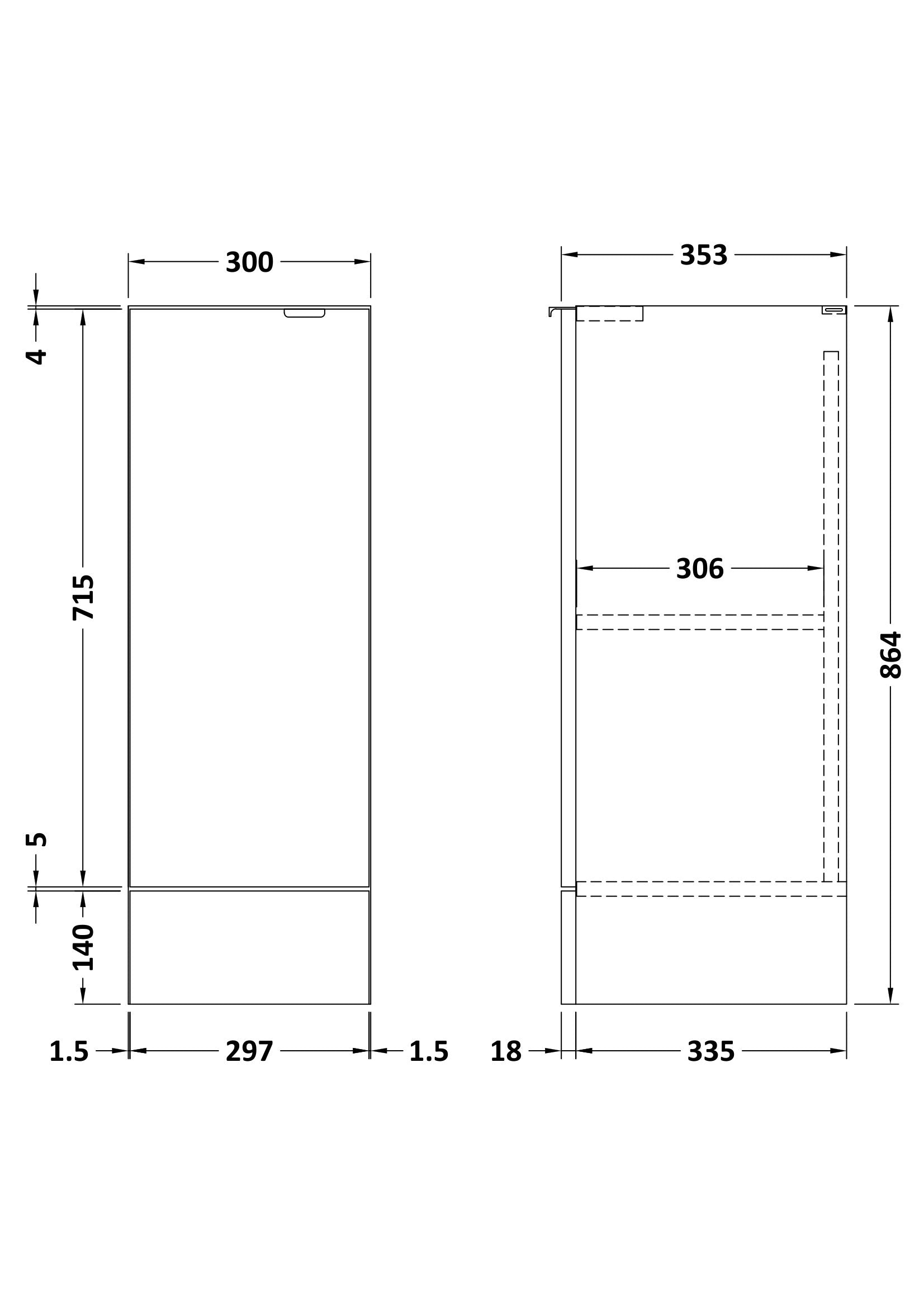 Hudson Reed Fusion 300mm 1 Door Gloss White Floor Standing Base Unit With Handles