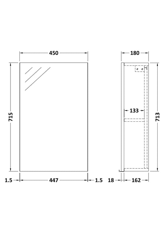 Hudson Reed Fusion 450mm 1 Door Bleached Oak Wall Hung Mirror Cabinet