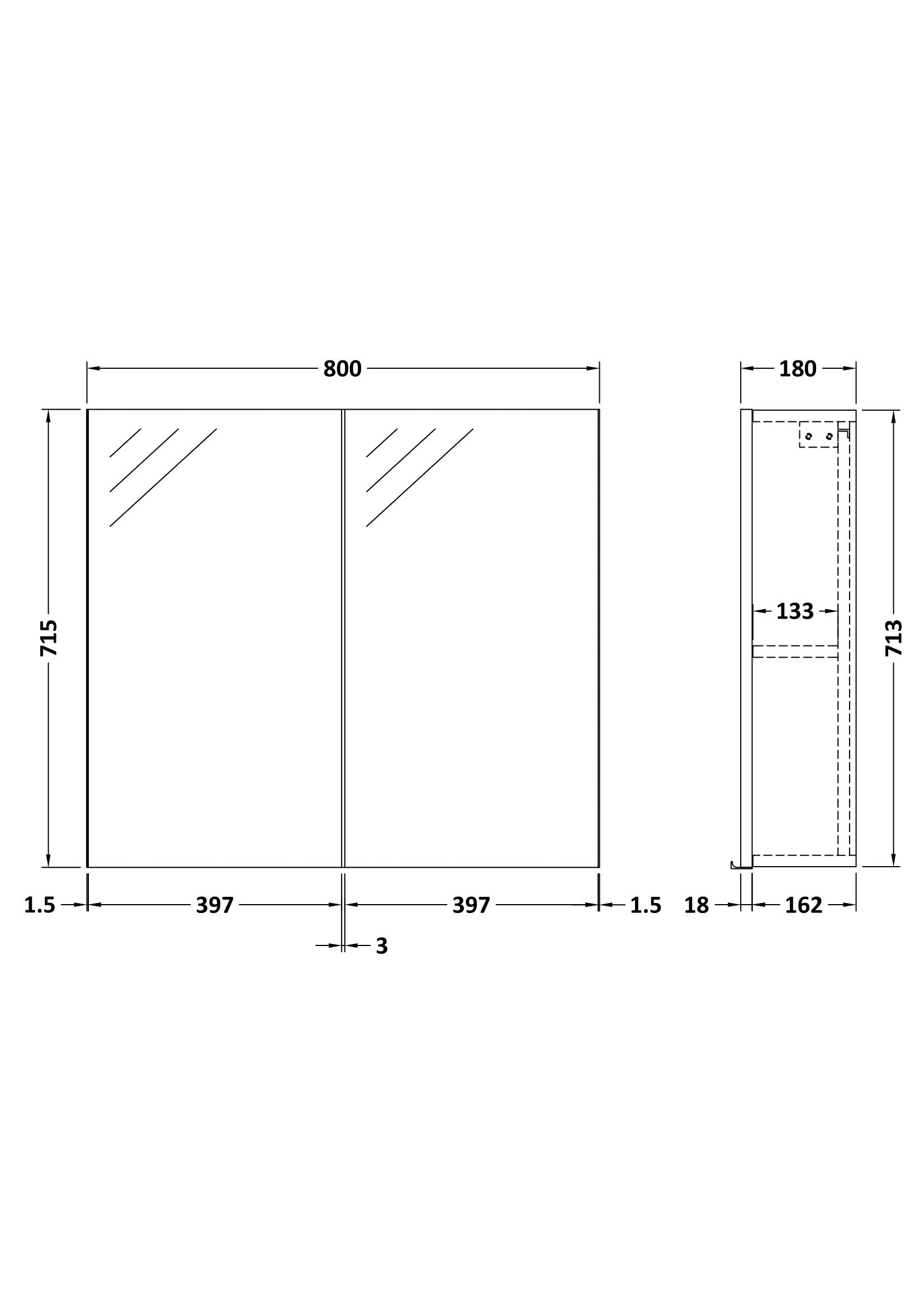 Hudson Reed Fusion 800mm 2 Door Bleached Oak Wall Hung 50/50 Mirror Cabinet