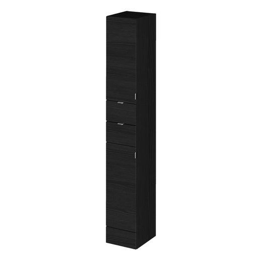 Hudson Reed Fusion 300mm 2 Door Drawer Charcoal Black Floor Standing Tall Cabinet With Handles
