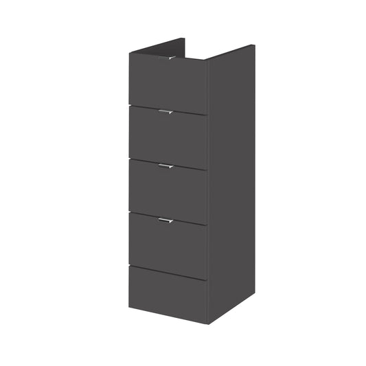 Hudson Reed Fusion 300mm 4 Drawer Gloss Grey Floor Standing Cabinet With Handles