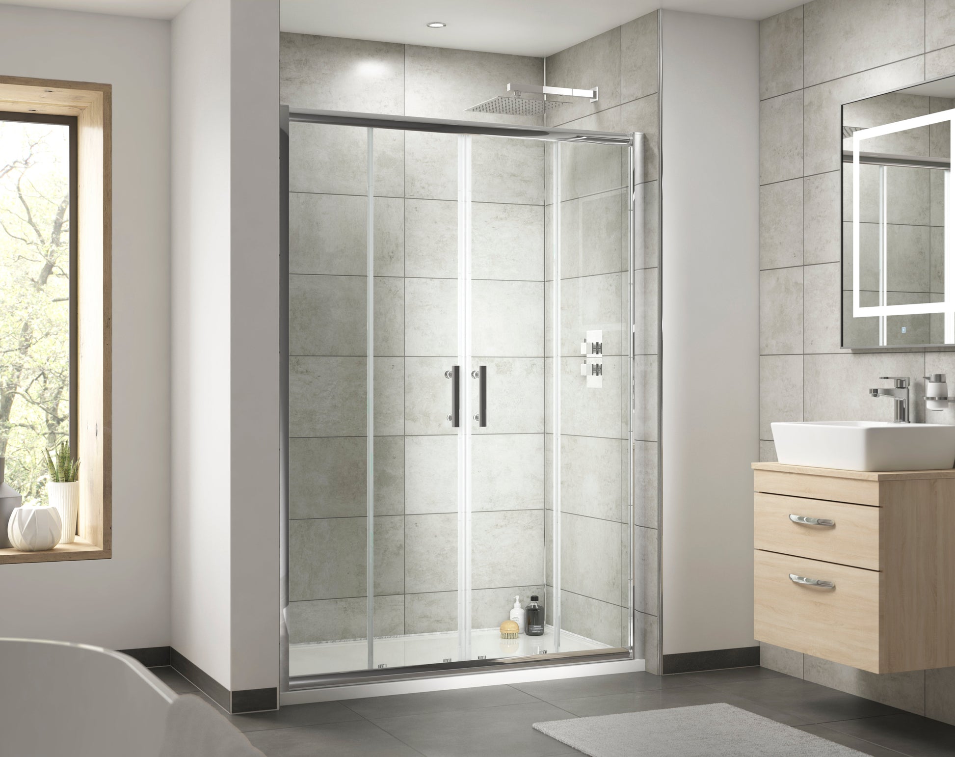 Pacific 1400mm Double Sliding Door 6mm Glass