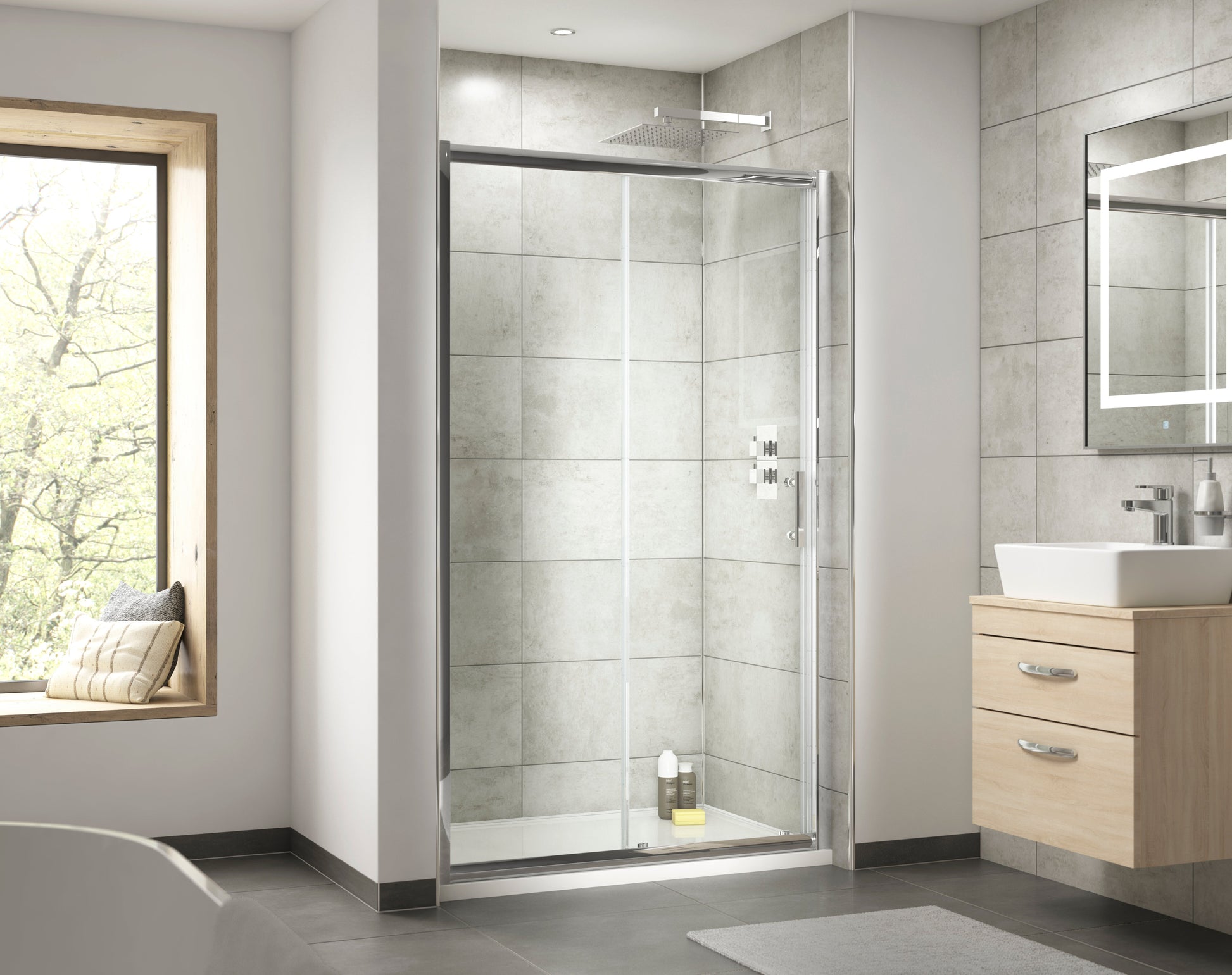 Pacific 1400mm Single Sliding Door 6mm Glass
