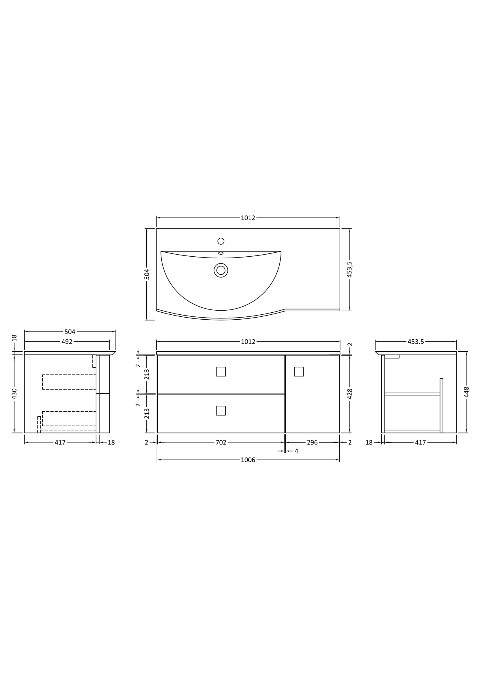 Hudson Reed Sarenna 1000mm Dove Grey Left Hand 2 Drawer 1 Door Wall Hung Vanity Unit with Basin