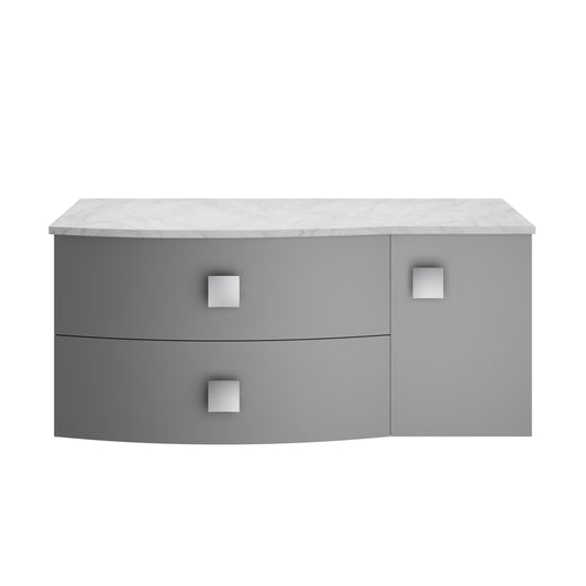 Hudson Reed Sarenna 1000mm Wall Hung Left Hand 2 Drawer 1 Door Vanity Unit With Grey Marble Top