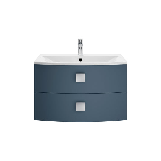 Hudson Reed Sarenna 700mm Mineral Blue Wall Hung 2 Drawer Vanity Unit With Polymarble Basin