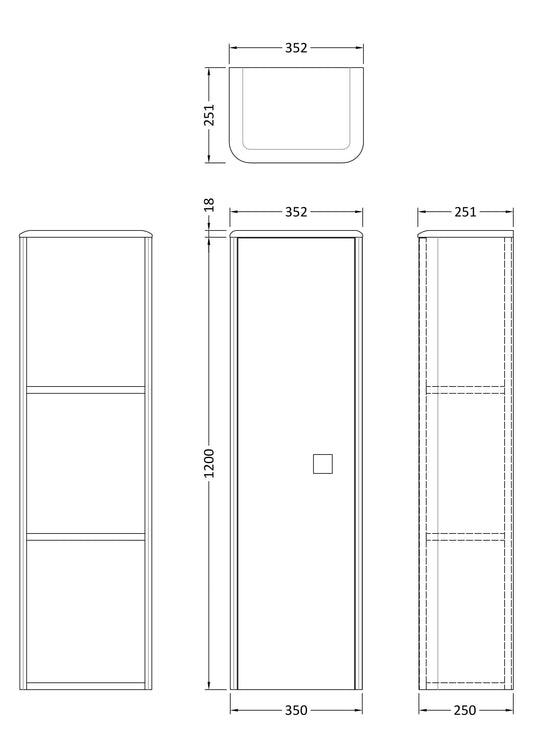 Hudson Reed Sarenna 350mm 1 Door Hunter Green Wall Hung Tall Cabinet With Handles