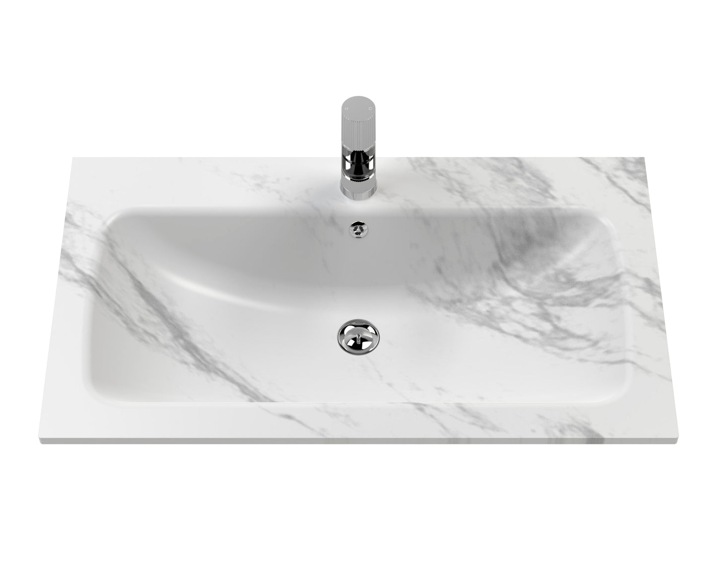 Bexley Floor Standing 1 Drawer Vanity & 1 Tap Hole Stone Basin, 800mm - Fern Green
