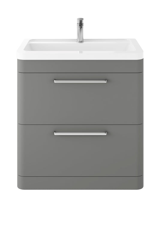 Hudson Reed Solar 800mm Cool Grey 2 Drawer Floor Standing Vanity Unit With Ceramic Basin