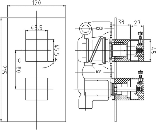 Lennox Twin Thermostatic Shower Valve With Diverter
