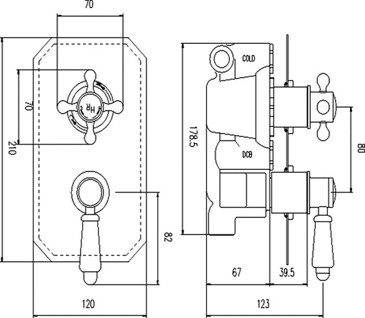 White Topaz Twin Concealed Shower Valve with Diverter