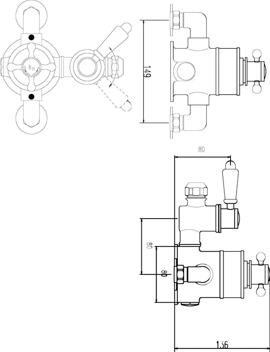 White Topaz Twin Thermostatic Shower Valve