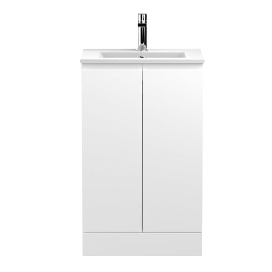 Hudson Reed Urban 505mm Satin White Floor Standing 2 Door Vanity Unit with Basin