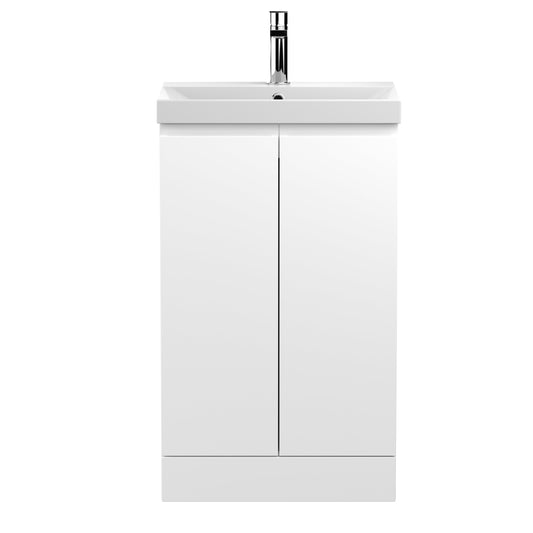 Hudson Reed Urban 500mm Satin White Floor Standing 2 Door Vanity Unit with Thin-Edge Basin