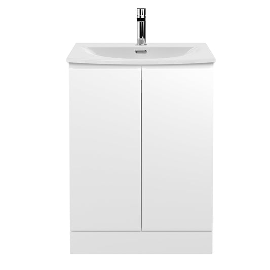 Hudson Reed Urban 600mm Floor Standing 2 Door Vanity Unit with Curved 1 Tap Hole Basin