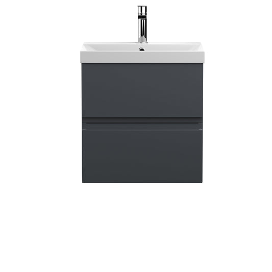 Hudson Reed Urban 510mm Soft Black Wall Hung 2 Drawer Vanity & Thin-Edge Ceramic Basin