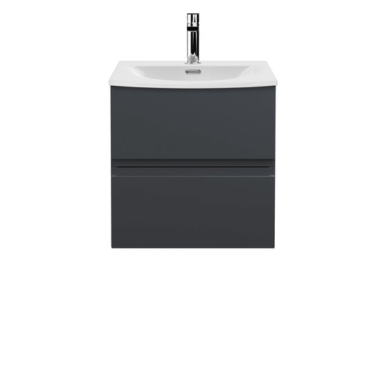 Hudson Reed Urban 500mm Soft Black Wall Hung 2 Drawer Vanity & Basin With 1 Tap Hole