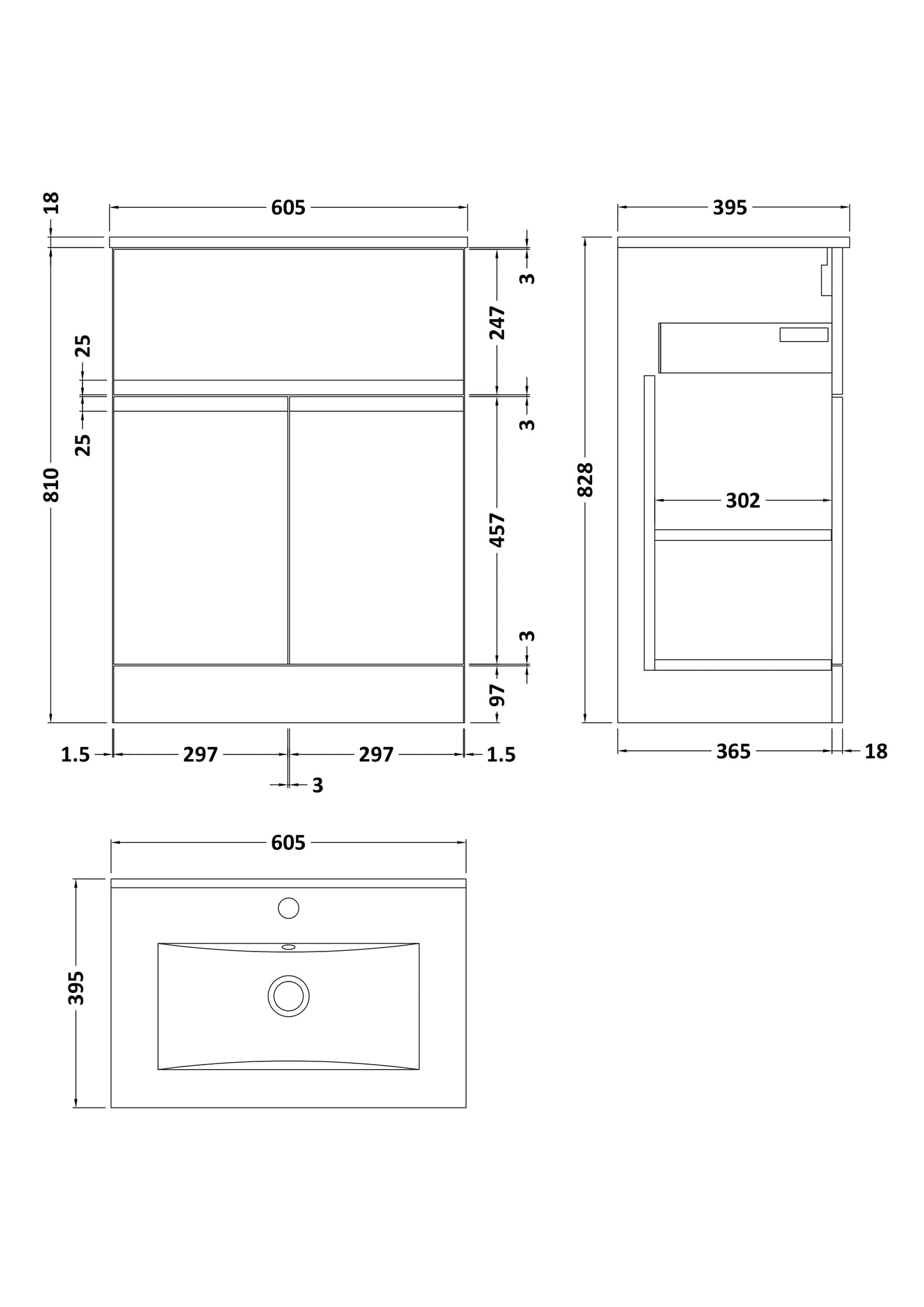 Hudson Reed Urban 600mm Floor Standing Vanity Unit with Basin