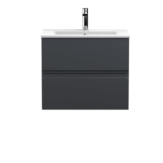 Hudson Reed Urban 600mm Soft Black Wall Hung 2 Drawer Vanity Unit With Basin