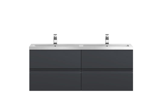 Hudson Reed Urban 1200mm Soft Black Wall Hung Vanity Unit With Double Polymarble Basin