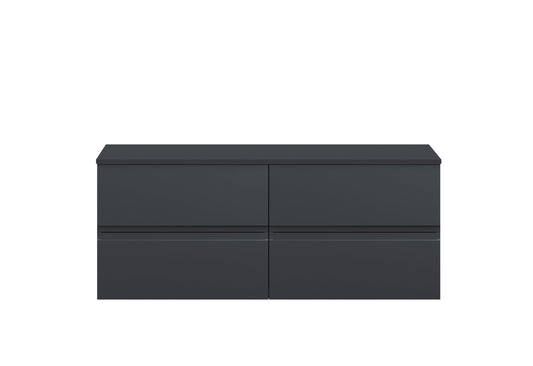 Hudson Reed Urban 1205mm Soft Black Wall Hung 4 Drawer Vanity Unit With Worktop