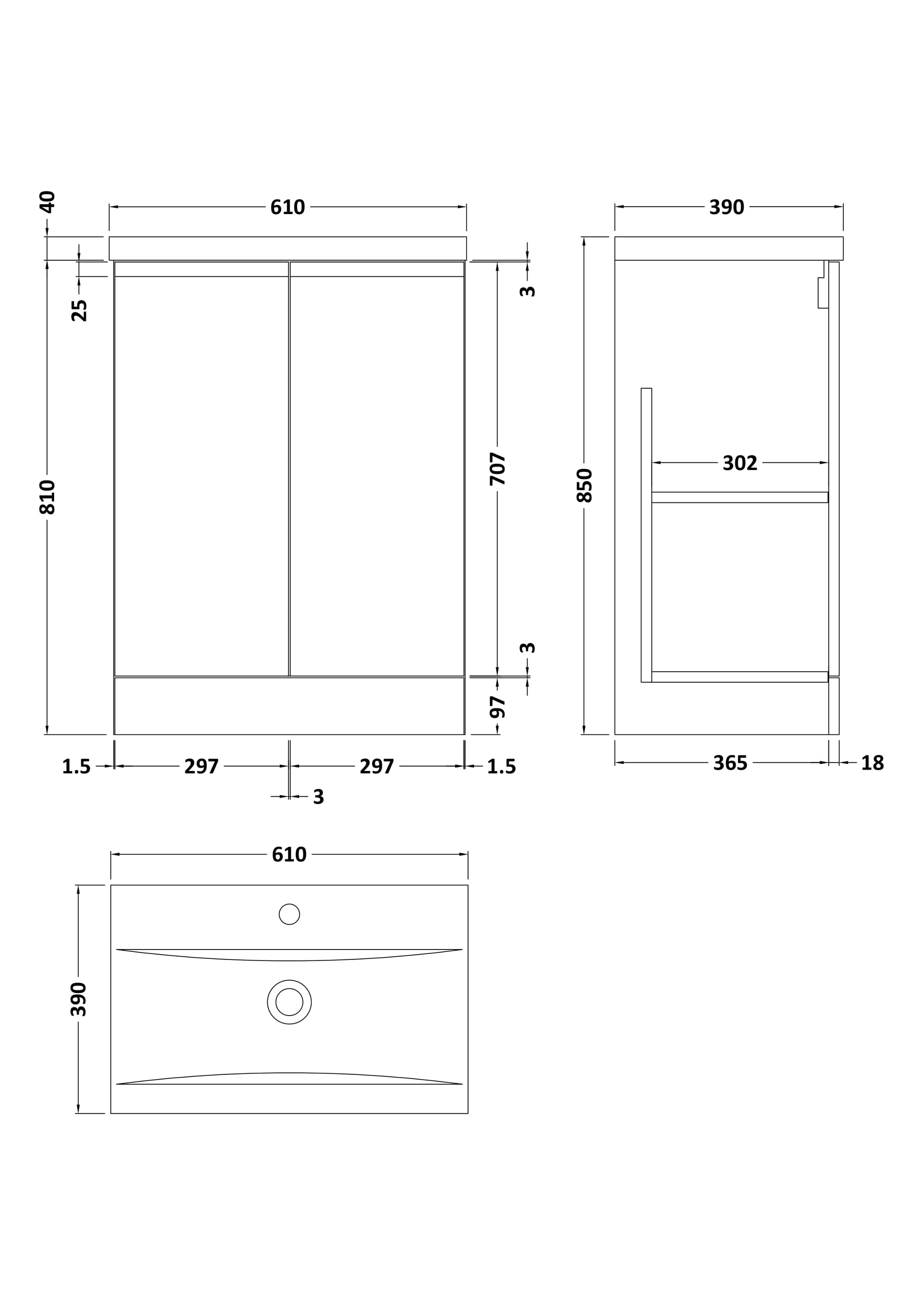Hudson Reed Urban 600mm Floor Standing 2 Door Vanity Unit with Basin
