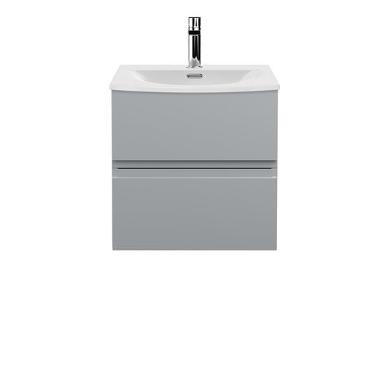 Hudson Reed Urban 500mm Satin Grey Wall Hung 2 Drawer Vanity Unit with Curved Basin