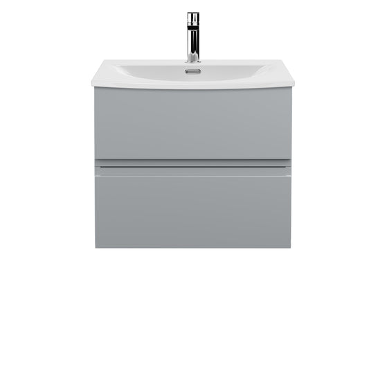 Hudson Reed Urban 600mm Satin Grey Wall Hung 2 Drawer Vanity Unit With Curved Basin