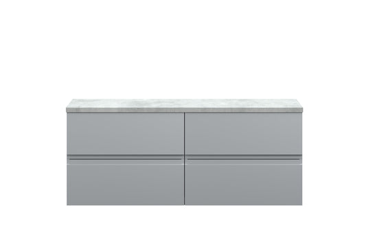 Hudson Reed Urban 1200mm Satin Grey Wall Hung 4-Drawer Unit With Laminate Worktop