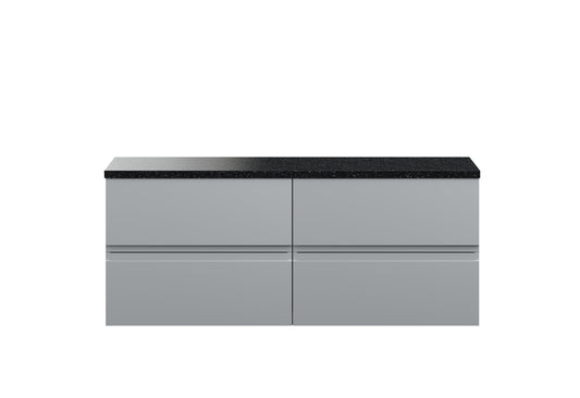 Hudson Reed Urban 1205mm Satin Grey Wall Hung 4-Drawer Vanity Unit With Laminate Worktop