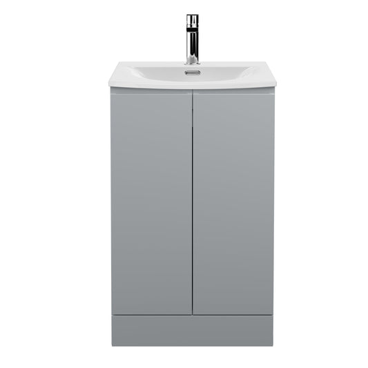 Hudson Reed Urban 500mm Satin Grey Floor Standing 2 Door Vanity Unit With Curved Basin