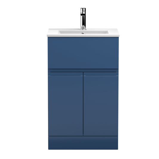 Hudson Reed Urban 505mm Satin Blue Floor Standing Vanity Unit With Basin