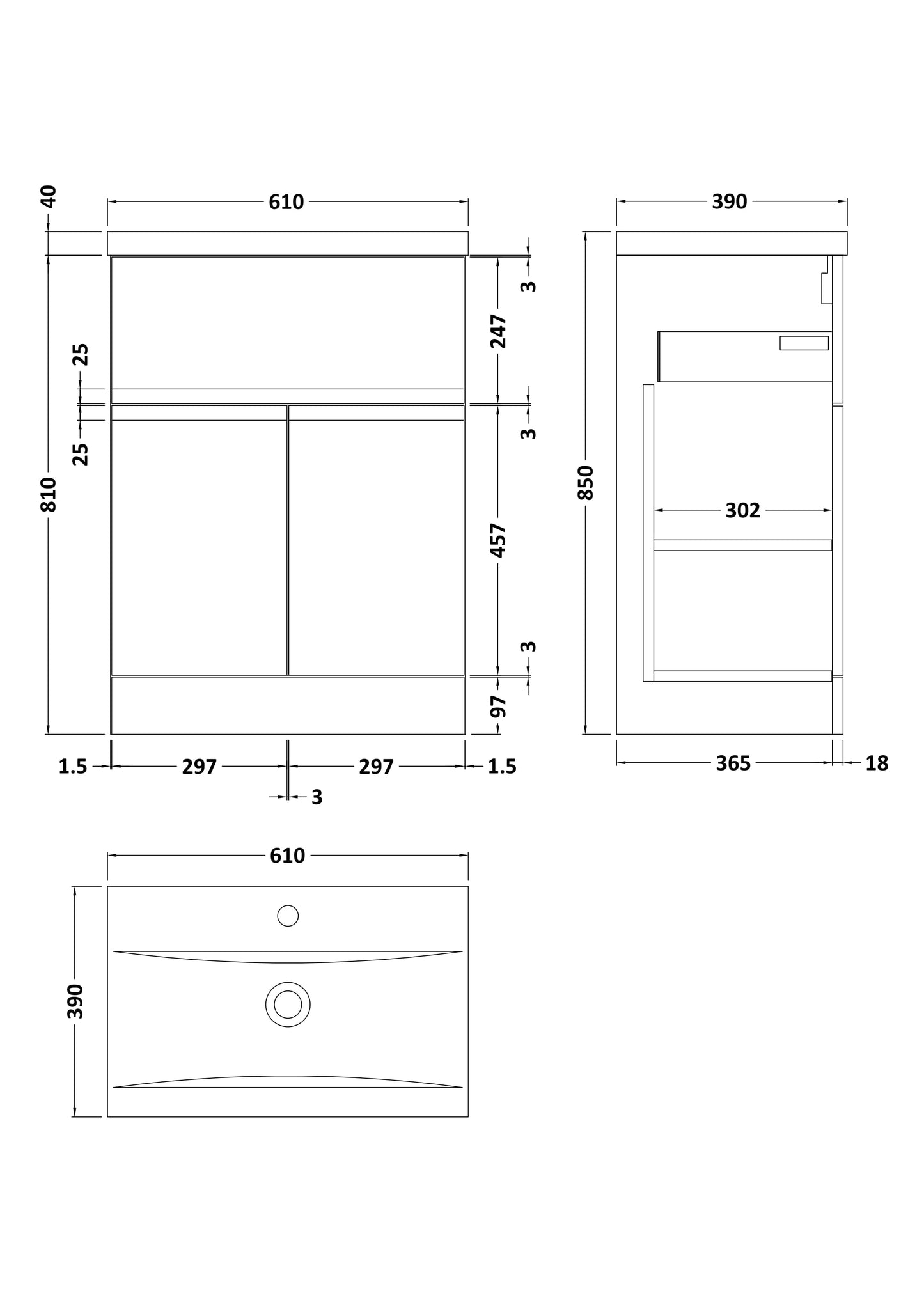 Hudson Reed Urban 600mm Floor Standing Vanity Unit With Basin