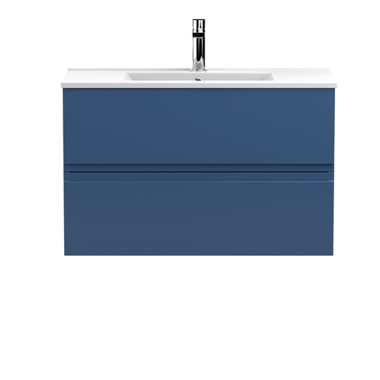 Hudson Reed Urban 805mm Satin Blue Wall Hung 2 Drawer Vanity Unit with Basin