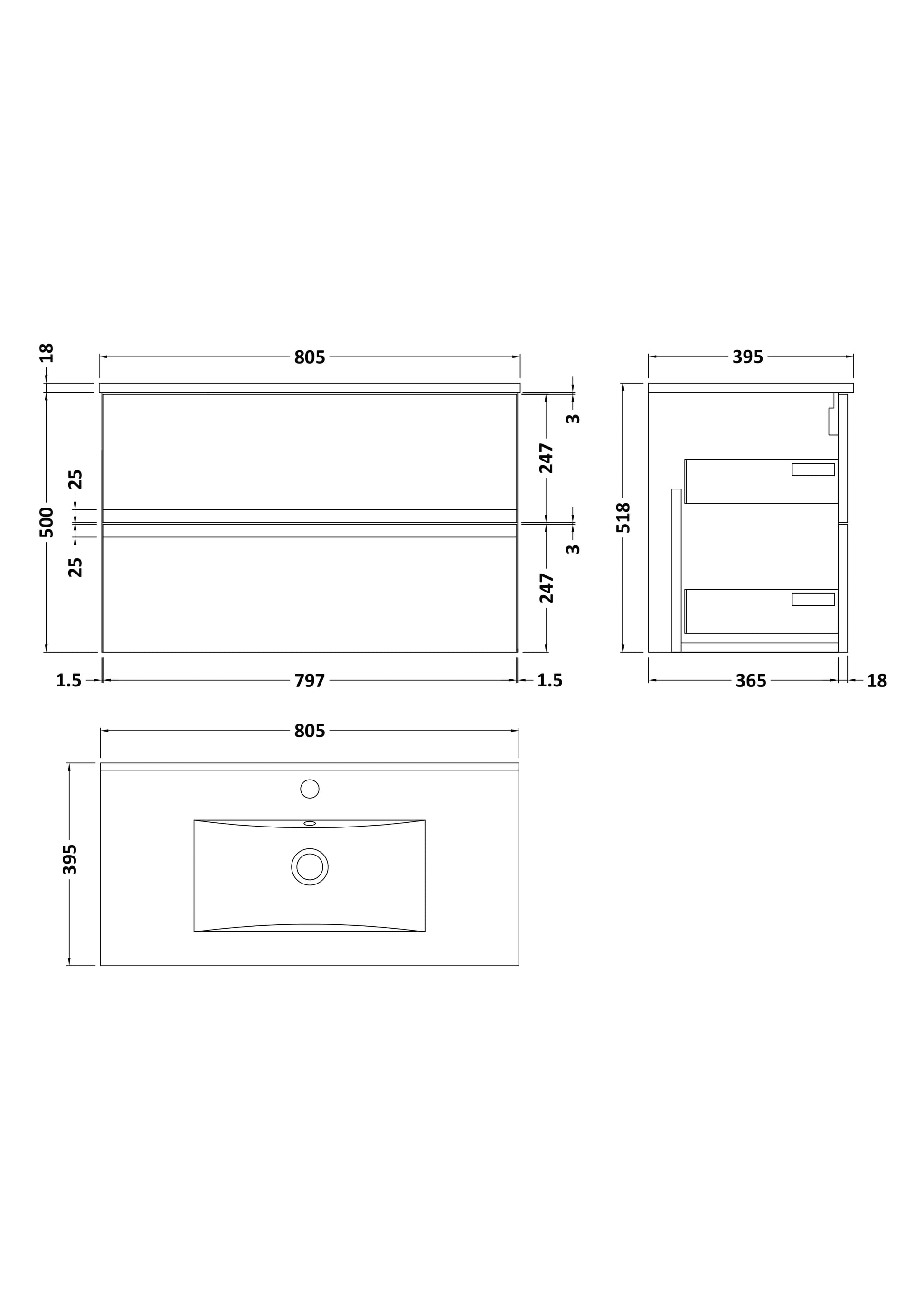 Hudson Reed Urban 805mm Satin Blue Wall Hung 2 Drawer Vanity Unit with Basin