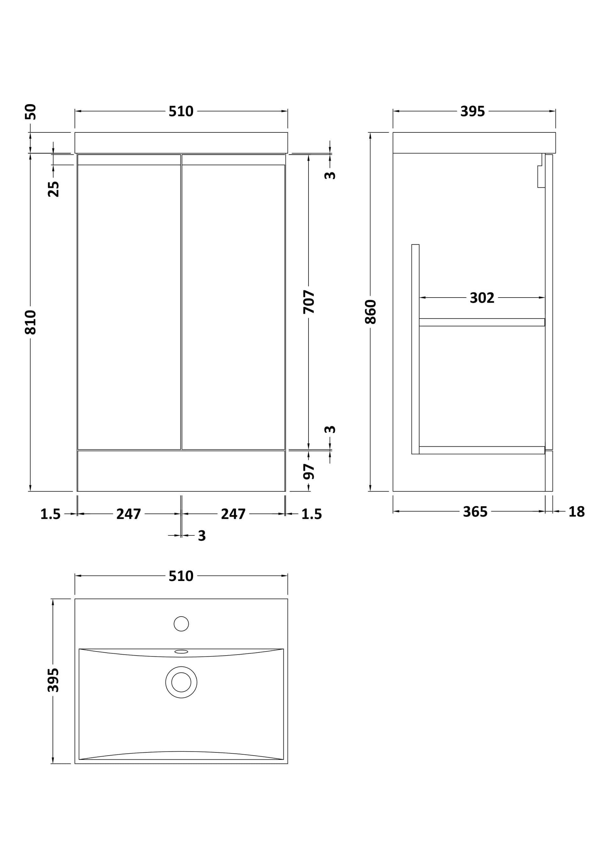 Hudson Reed Urban 500mm Floor Standing 2 Door Vanity Unit With Basin
