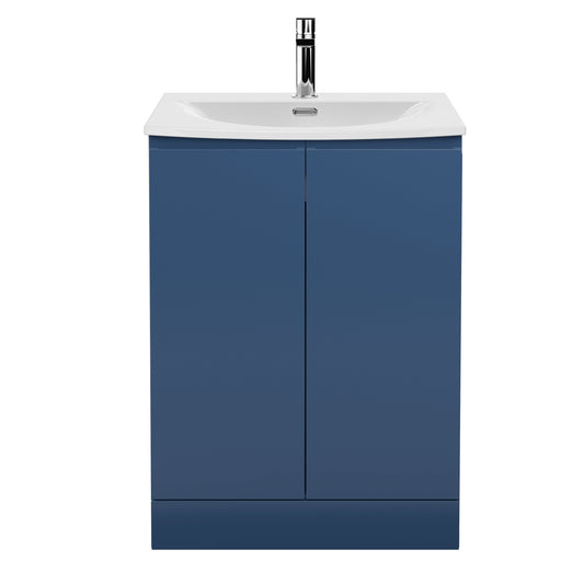 Hudson Reed Urban 600mm Satin Blue Floor Standing Vanity Unit with Curved Basin